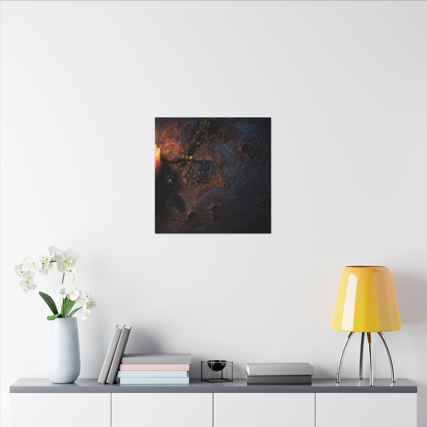 Candlelight Rust Patina Canvas Art - Dark Japandi Ma