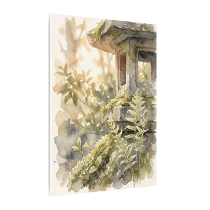 Earthy Stone Lantern Canvas Art - Watercolor Japandi