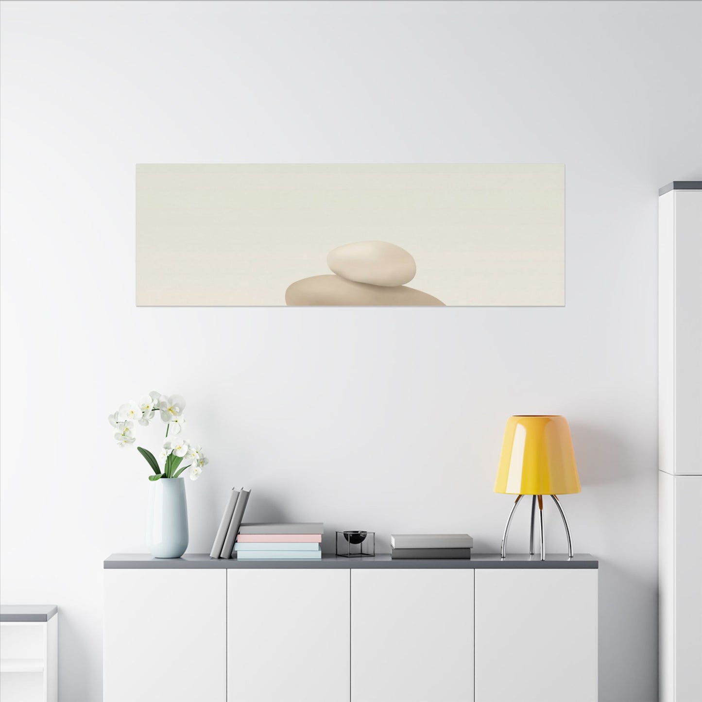 Dawn River Stones Canvas Art - Japandi Fukinsei