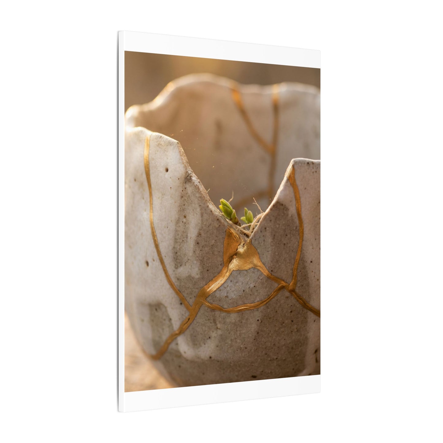 Golden Hour Broken Pottery Canvas Art - Japandi Kanso
