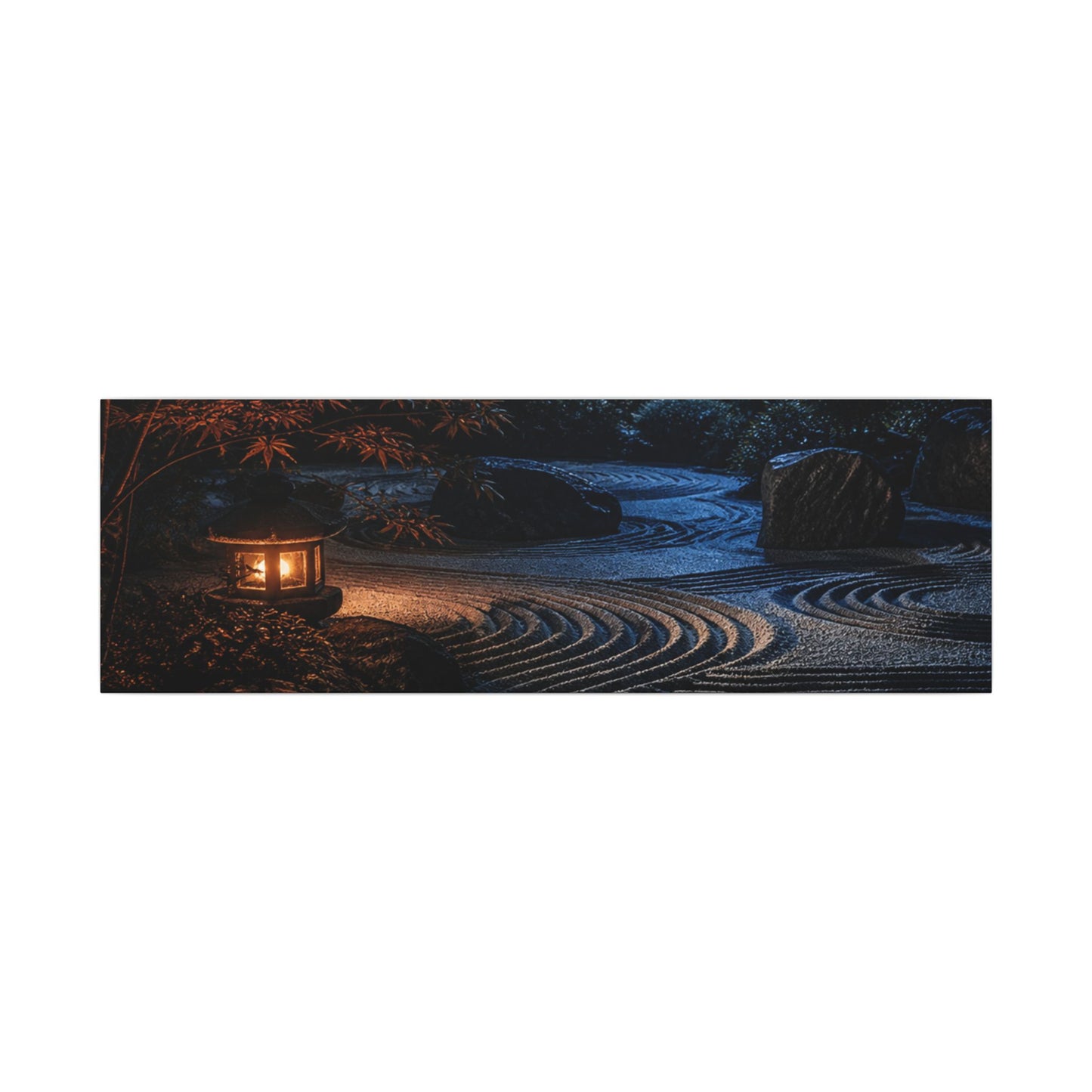 Summer Rock Garden Shadow Zen Canvas Art | Moody Decor