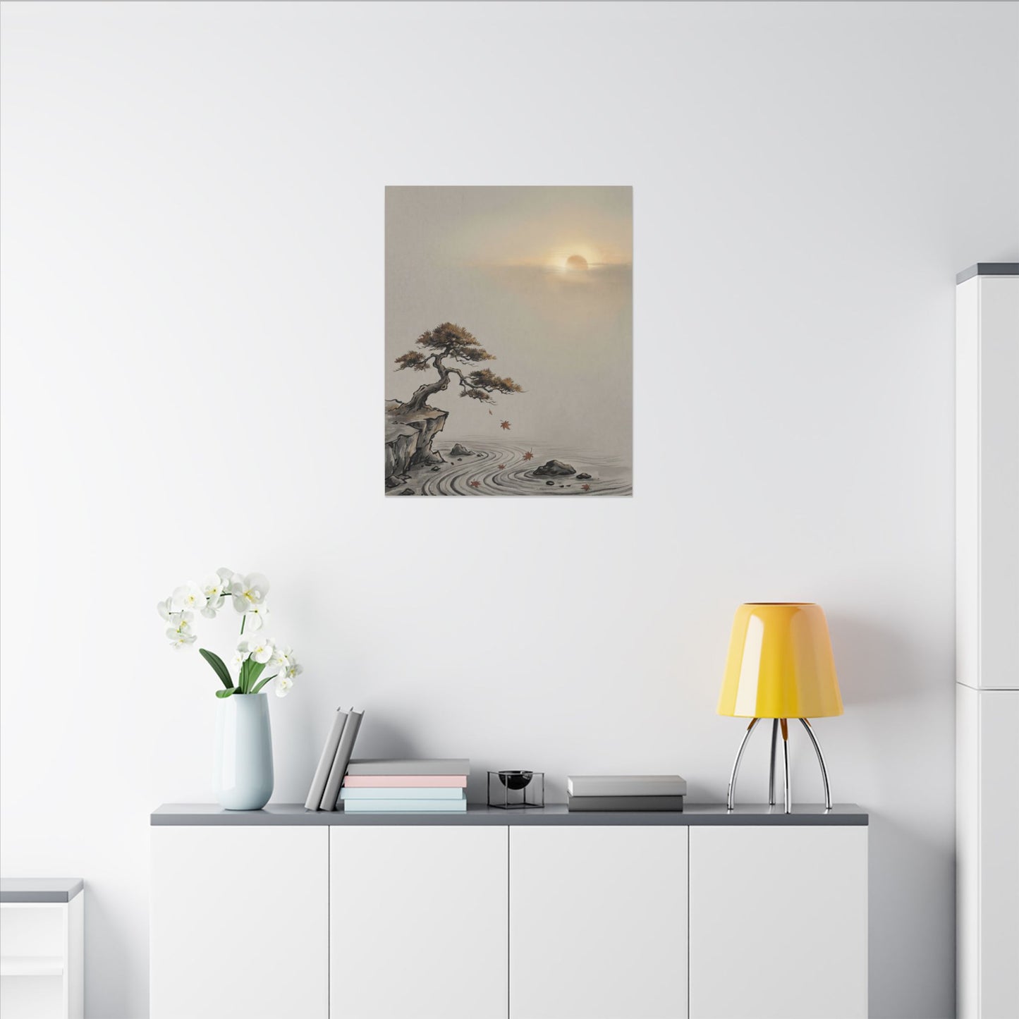 Pine Tree Canvas Art | Autumn Zen Karesansui Art