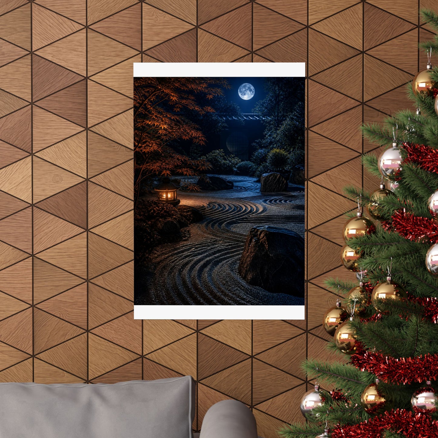 Datsuzoku Rock Garden Wall Art Print - Dark Japandi Shadow Zen