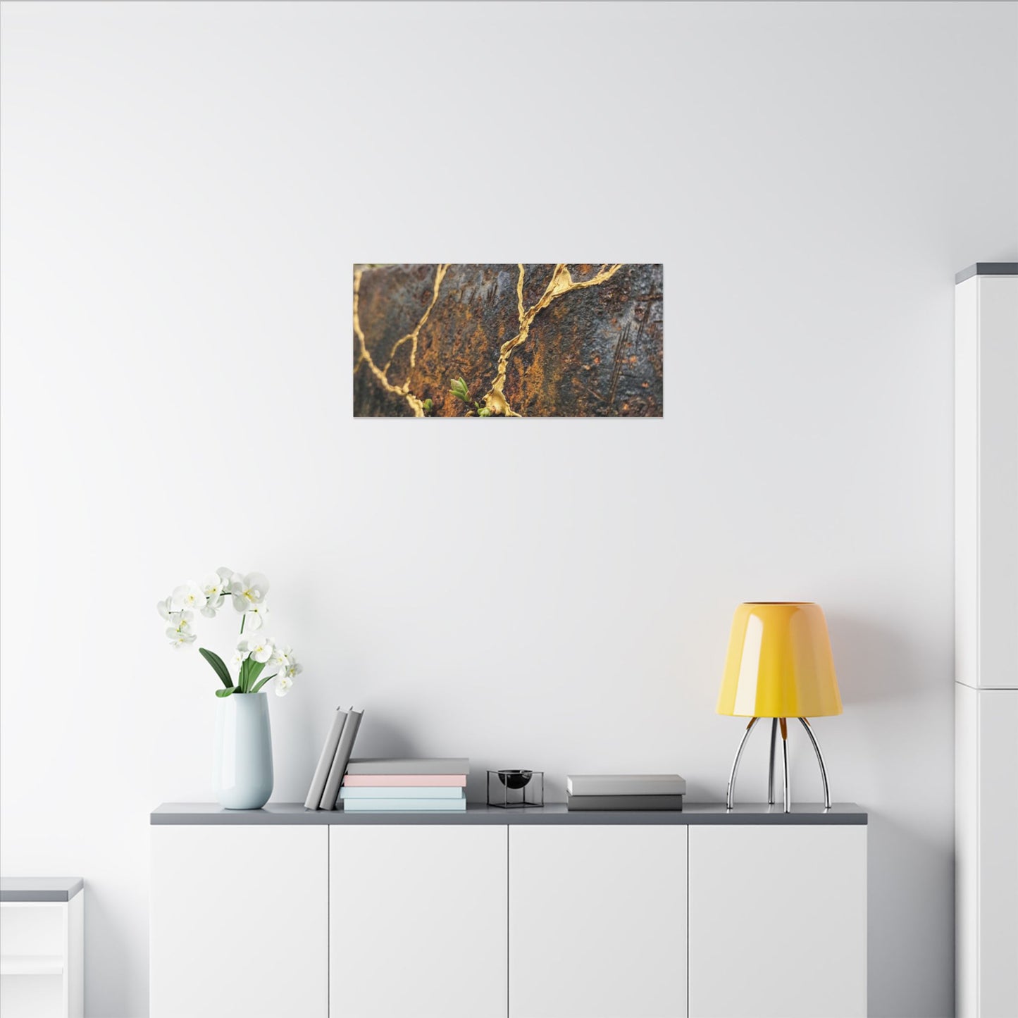 Mono No Aware Rust Patina Canvas Art - Kintsugi Gold Repair