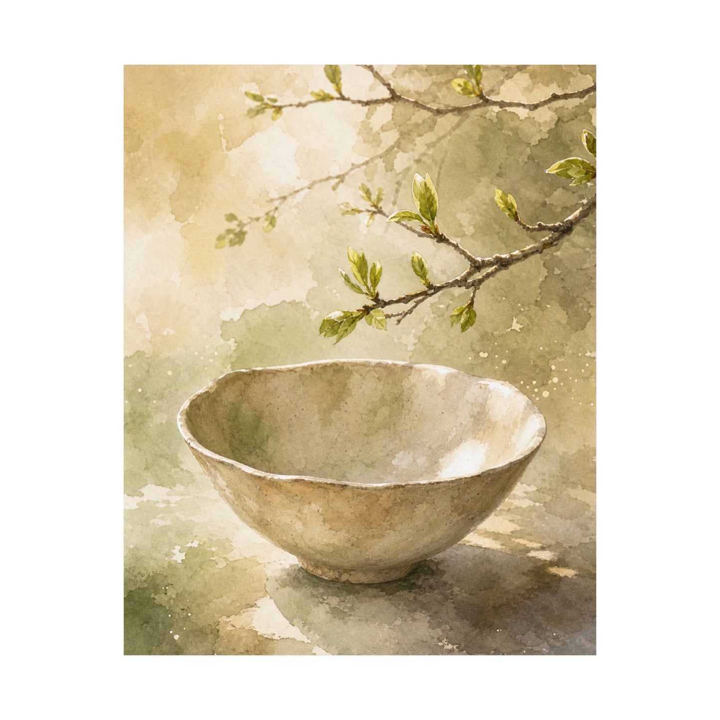 Neutral Ceramic Bowl Wall Art Print - Watercolor Japandi