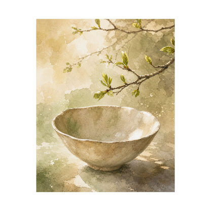 Neutral Ceramic Bowl Wall Art Print - Watercolor Japandi