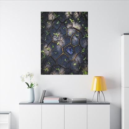 Cracked Earth Canvas Art | Spring Dark Japandi Moody Minimal Art