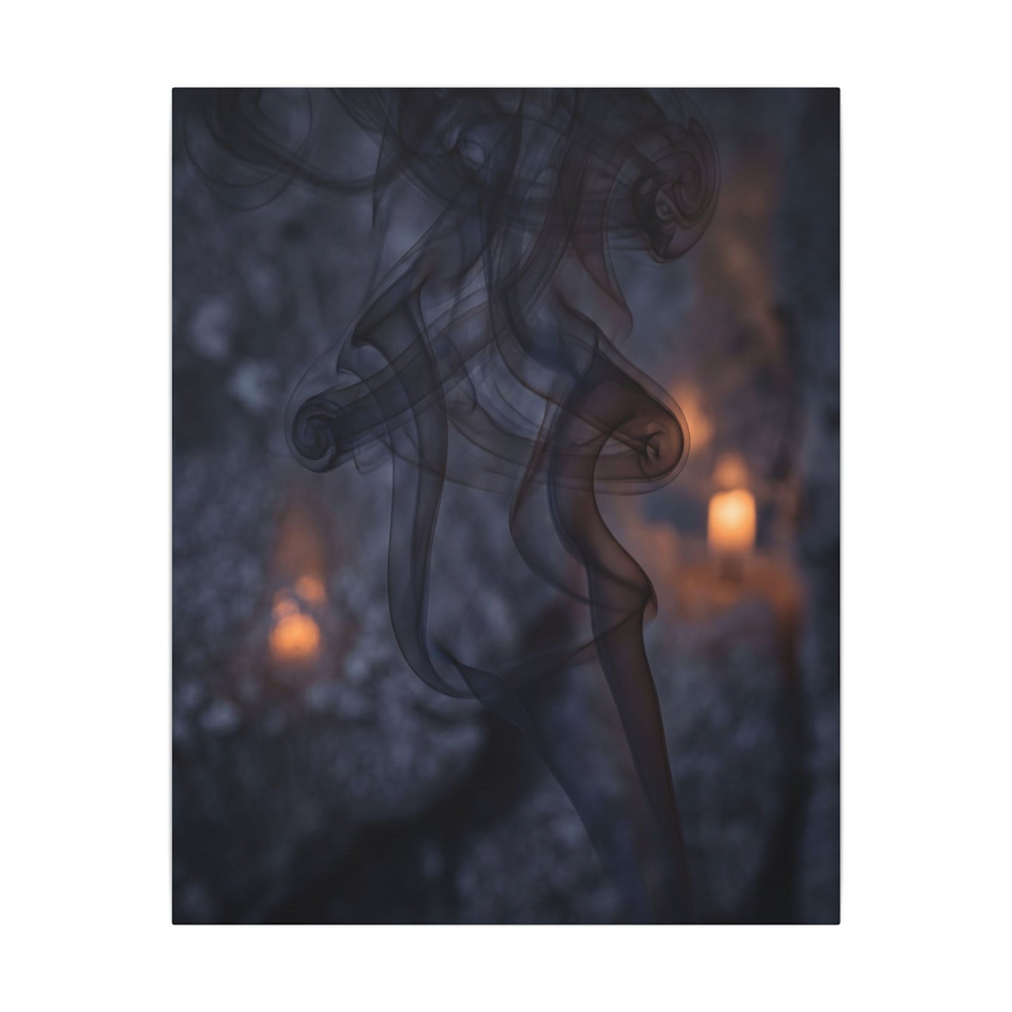 Incense Smoke Winter Canvas Art | Dark Japandi Sophisticated Design