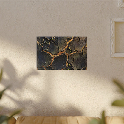Cracked Earth Spring Canvas Art | Dark Japandi Atmospheric Design