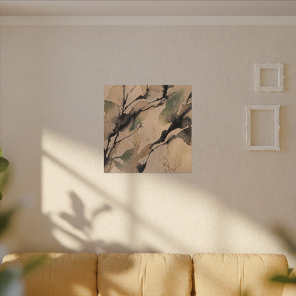 Japandi Shadow Play in Golden Hour | Watercolor Canvas Art