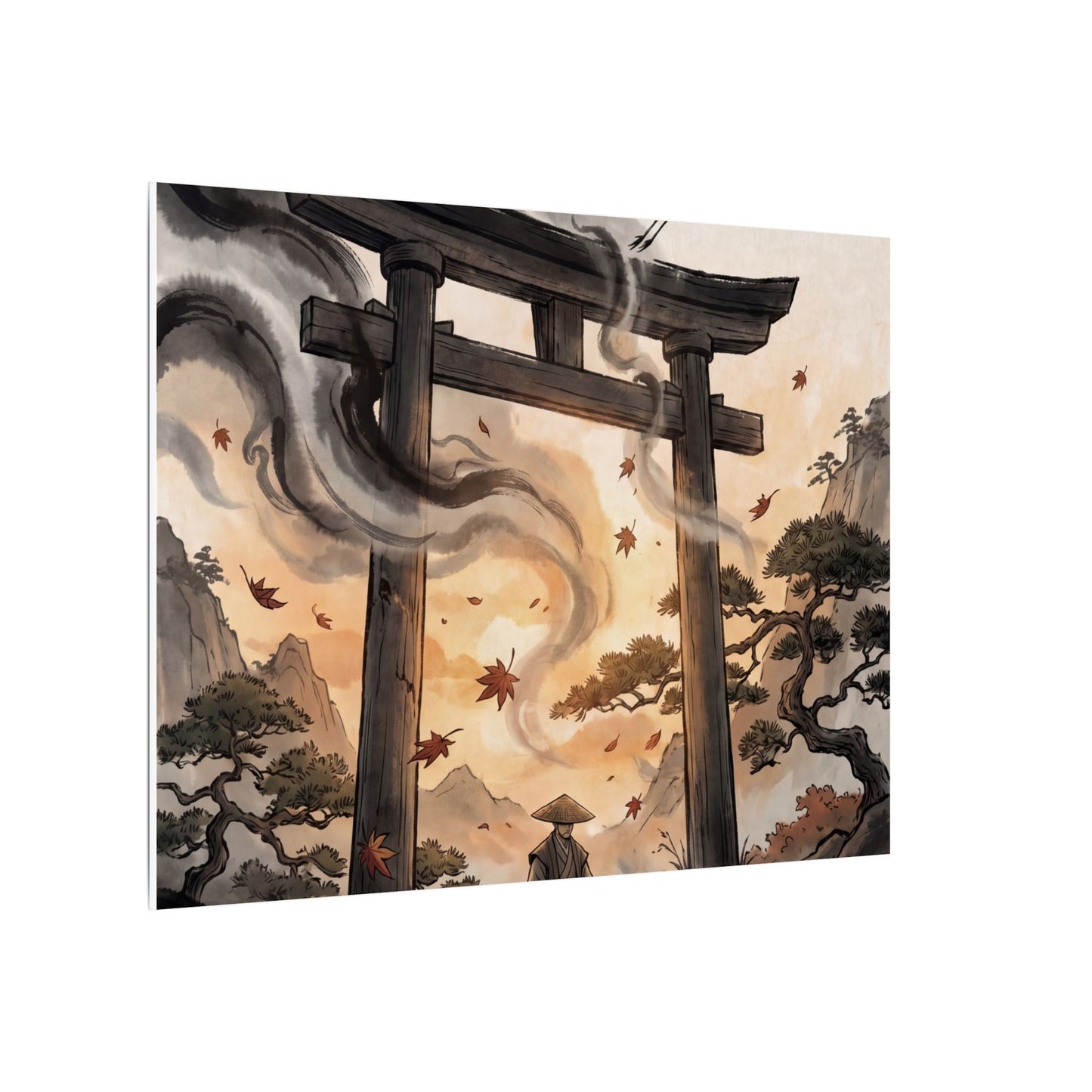 Torii Gate Ukiyo E Inspired Canvas Art | Serene Zen Art