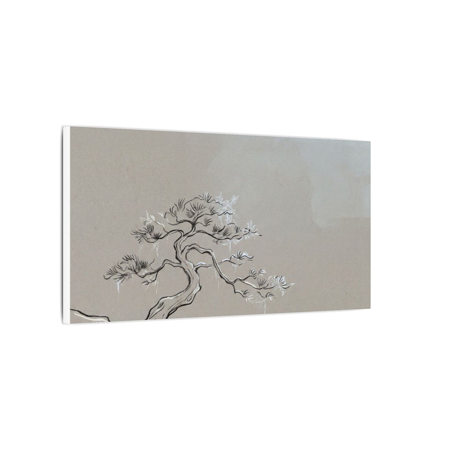 Pine Tree Minimal Line Canvas Art | Warm Japandi Art