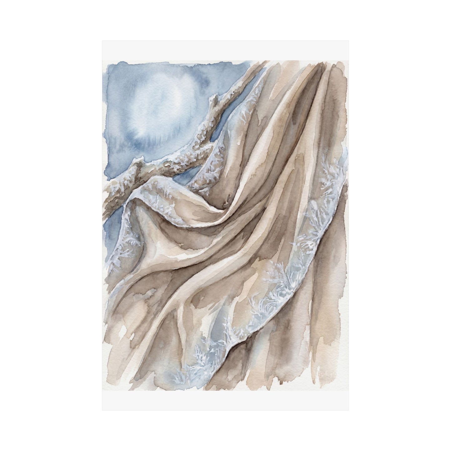 Silk Drape Wall Art Print | Winter Japandi Watercolor Art
