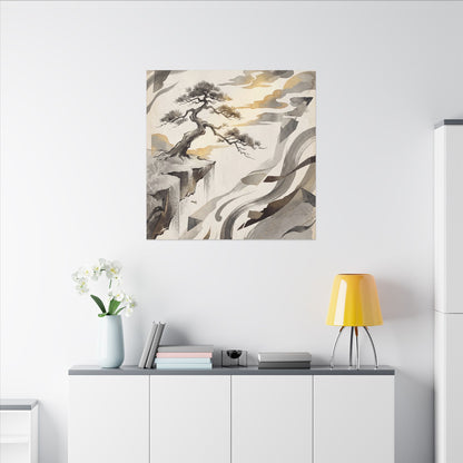 Golden Hour Pine Tree Canvas Art - Japandi Seijaku