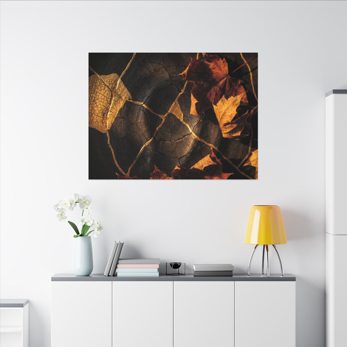Resilient Shadow Play Canvas Art - Crackle Gold Kintsugi