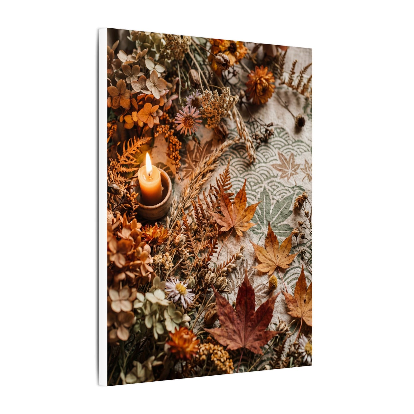 Candlelight Dried Flowers Canvas Art - Japandi Seijaku