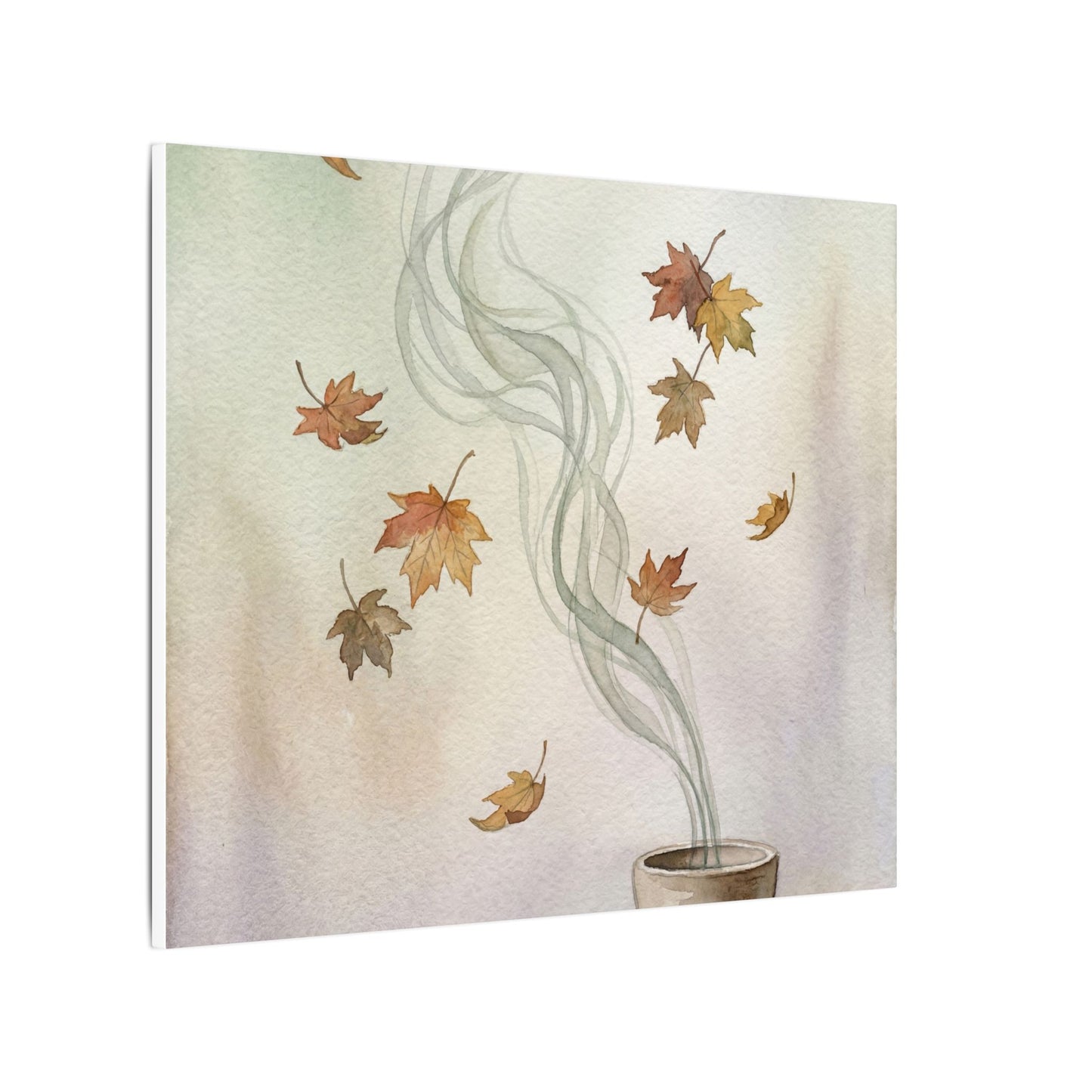 Incense Smoke Canvas Art | Autumn Japandi Watercolor Art