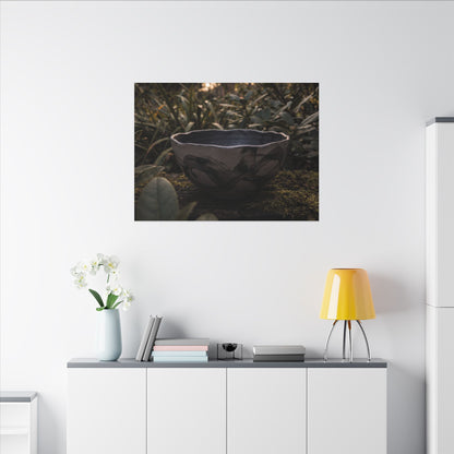 Ceramic Bowl Canvas Art | Summer Dark Japandi Charcoal Ink Art