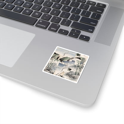 Winter Incense Smoke Sumi E Sticker | Peaceful Decor