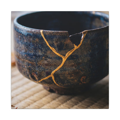 Tea Ceremony Autumn Canvas Art | Kintsugi Healing Design