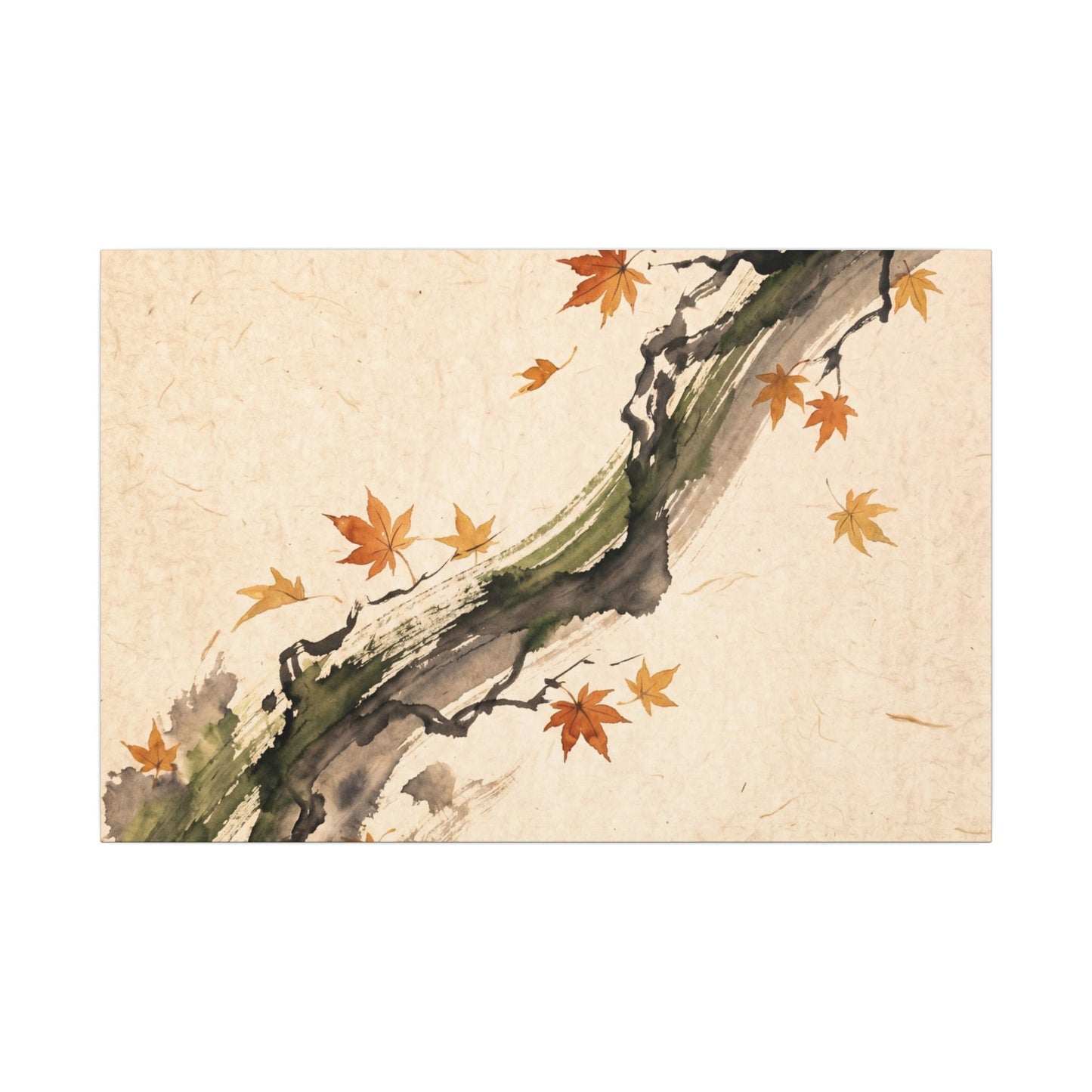 Ink Brushstroke Autumn Canvas Art | Zen Calm Design