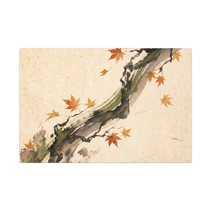 Ink Brushstroke Autumn Canvas Art | Zen Calm Design