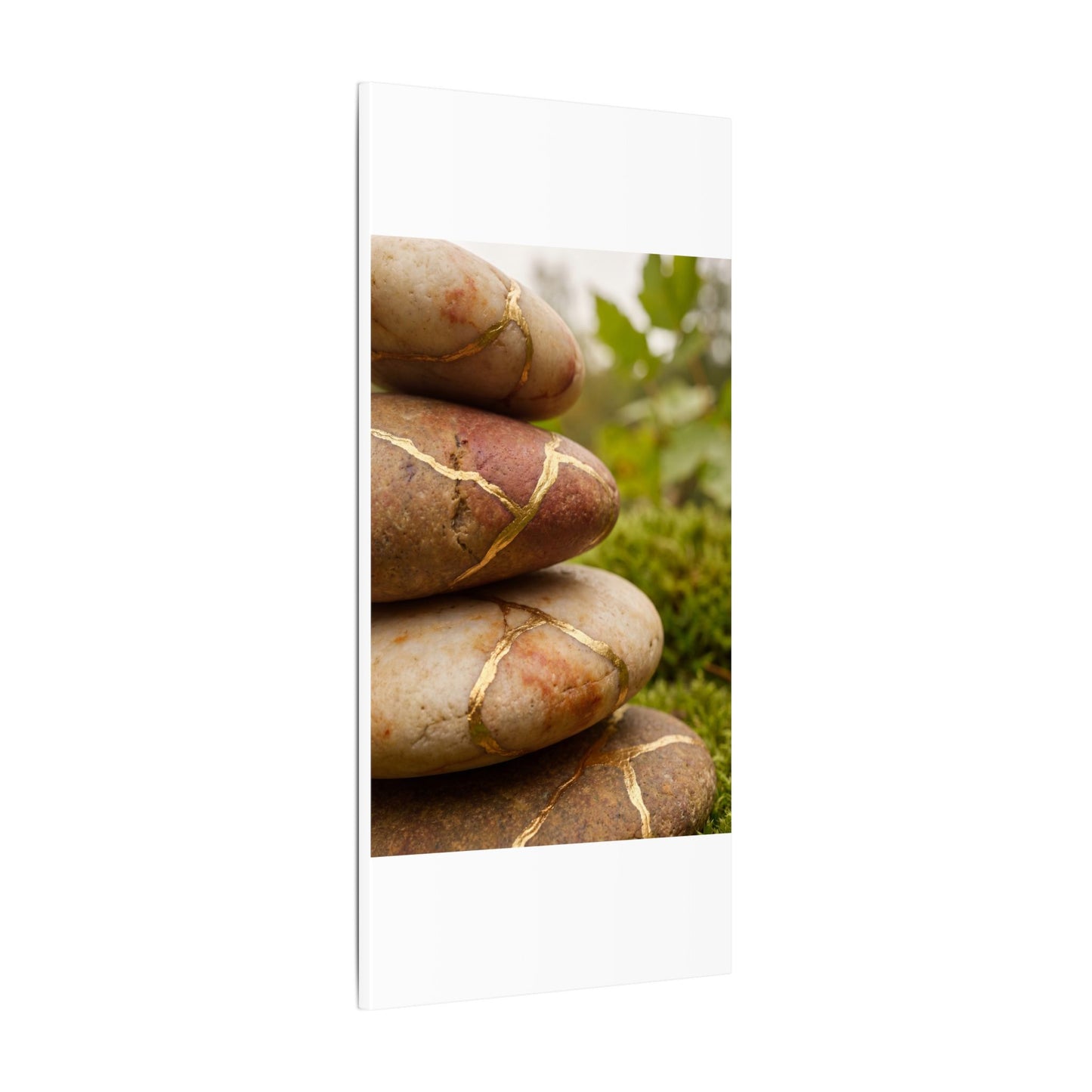 River Stones Summer Canvas Art | Kintsugi Healing Design