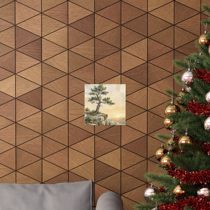 Golden Hour Pine Tree Wall Art Print - Japandi Mono No Aware
