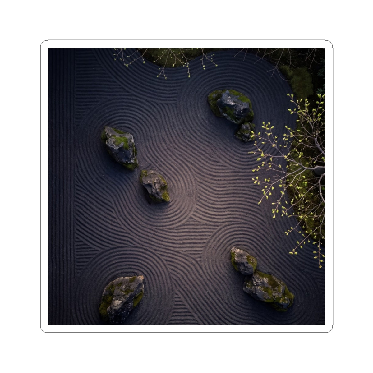 Rock Garden Sticker | Spring Dark Japandi Shadow Zen Art