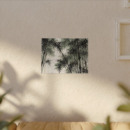 Zen Bamboo Grove in Overcast | Sumi E Canvas Art