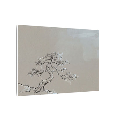 Pine Tree Minimal Line Canvas Art | Warm Japandi Art