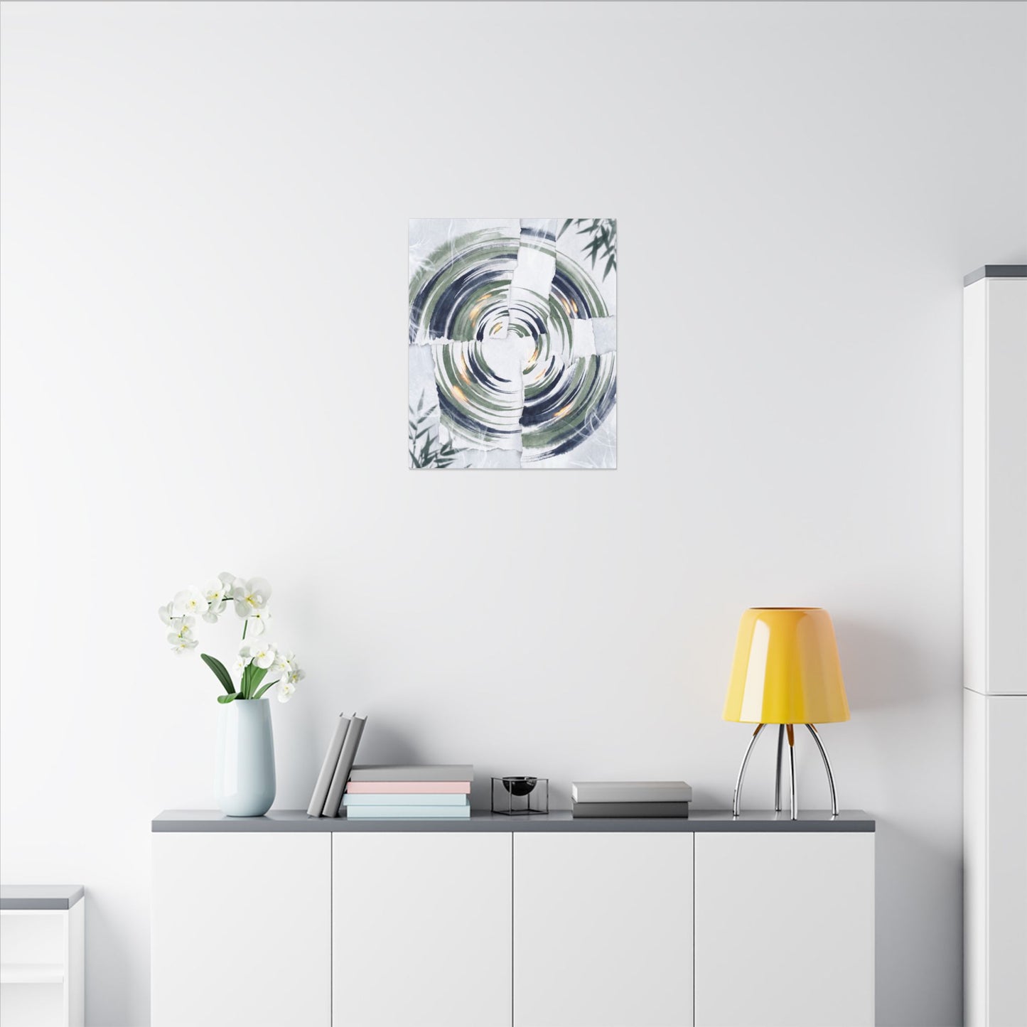 Winter Water Ripple Sumi E Canvas Art | Peaceful Decor