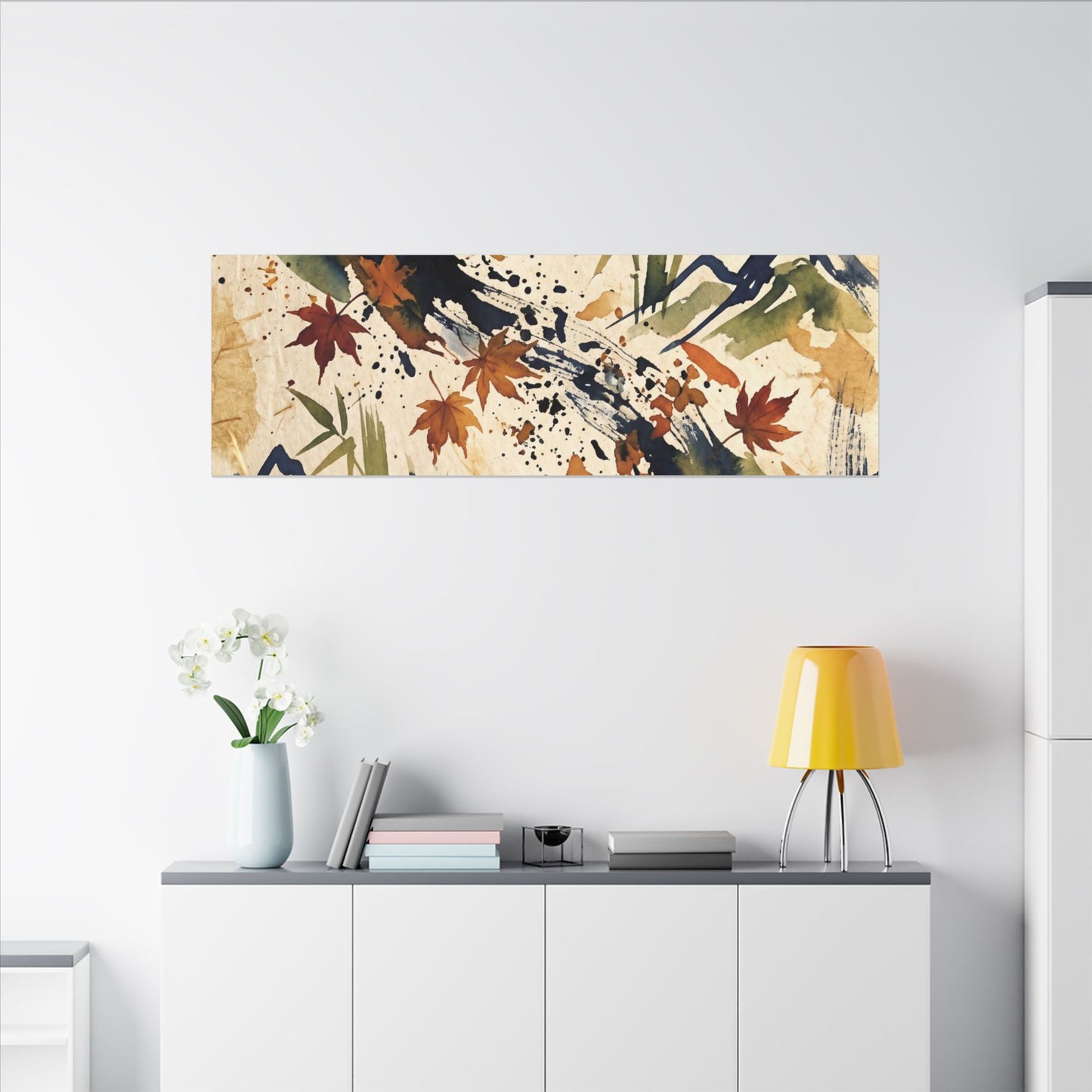 Golden Hour Ink Brushstroke Canvas Art - Zen Shibui