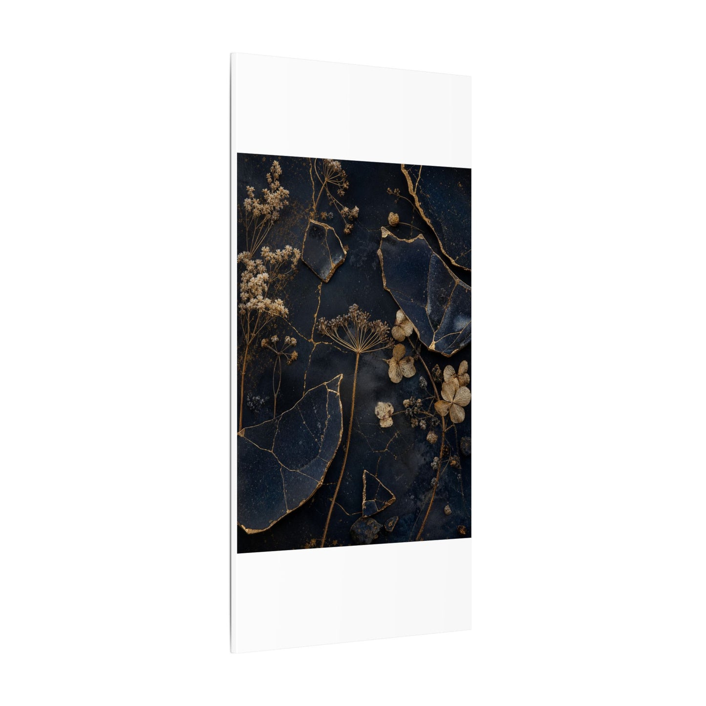Philosophical Dried Flowers Canvas Art - Broken Beauty Kintsugi
