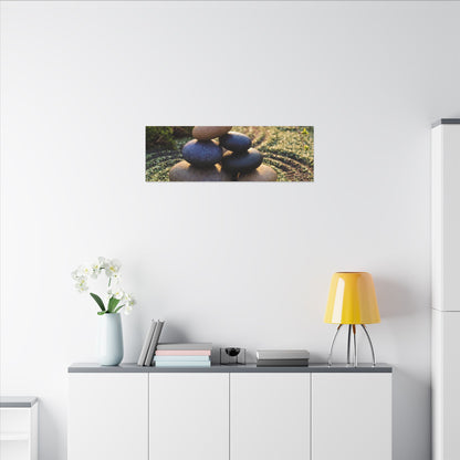 Zen River Stones in Golden Hour | Karesansui Canvas Art