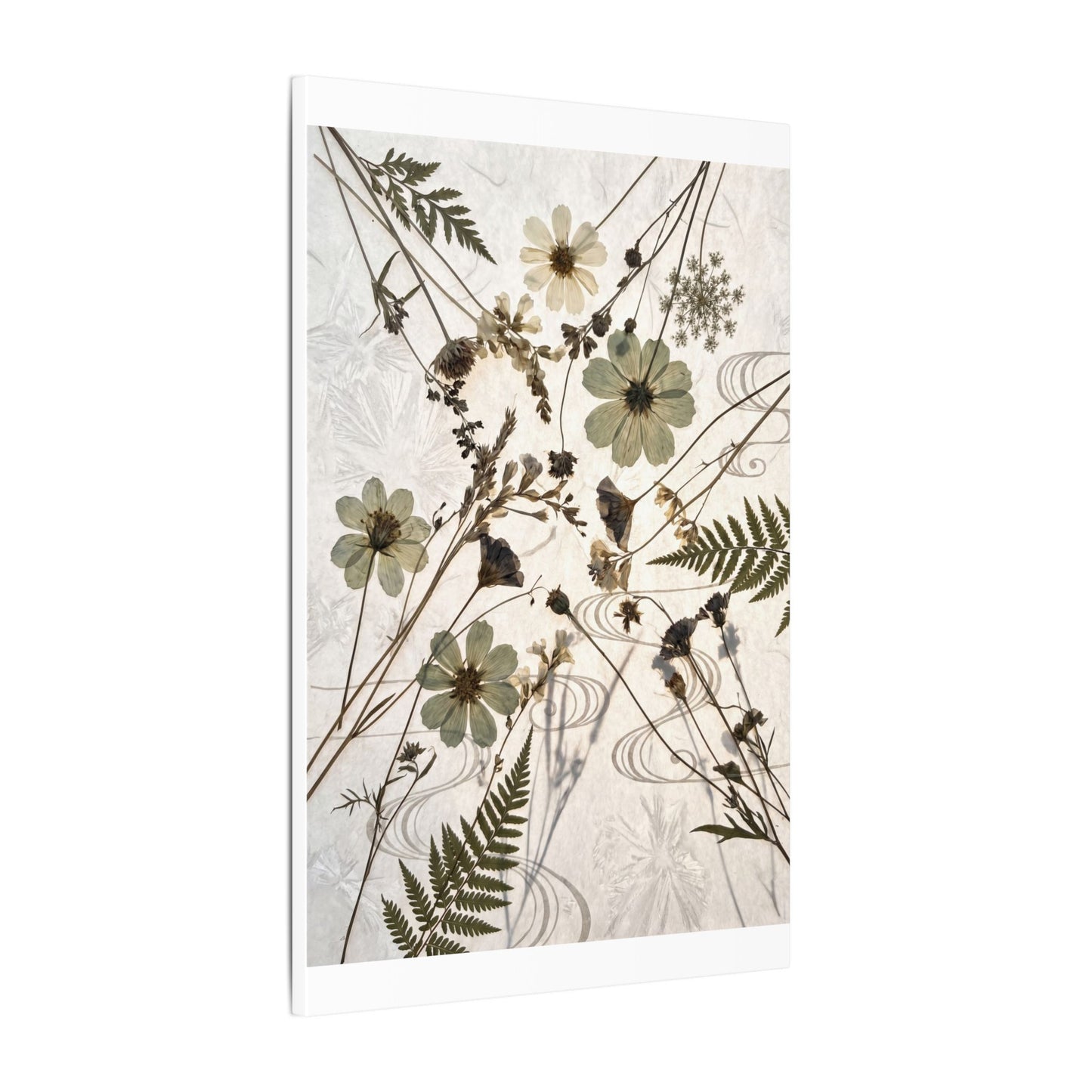 Japandi Dried Flowers in Golden Hour | Japanese Pattern Canvas Art