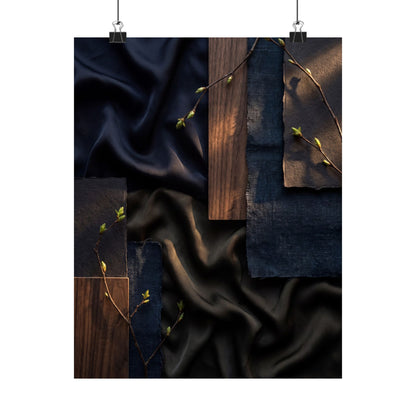 Silk Drape Wall Art Print | Spring Dark Japandi Dark Texture Art