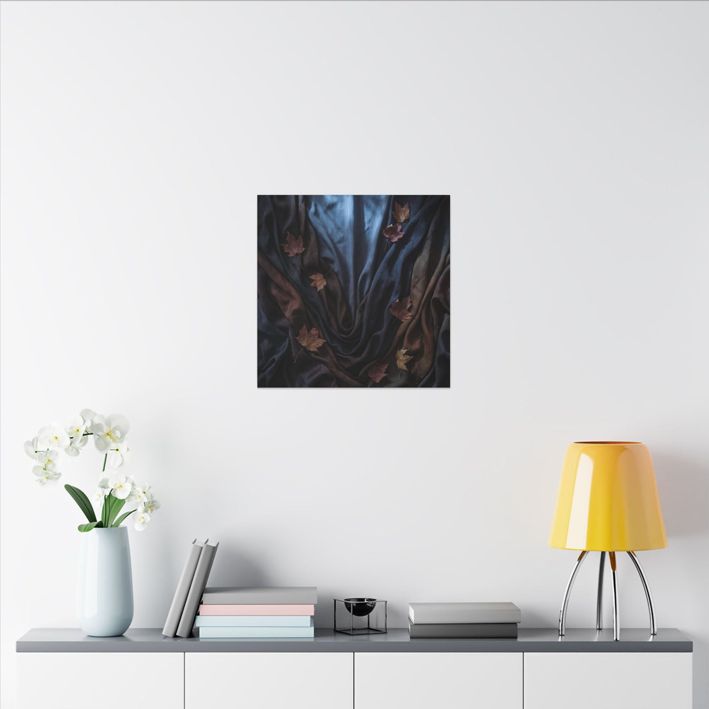 Silk Drape Canvas Art | Autumn Dark Japandi Moody Minimal Art
