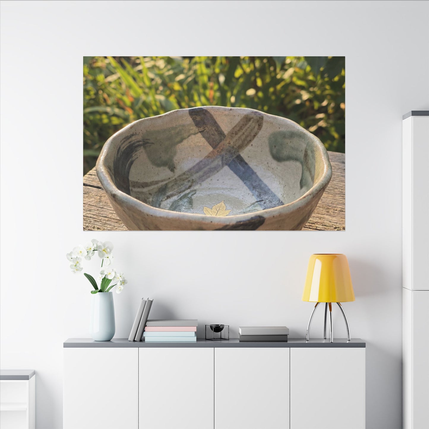 Earthy Ceramic Bowl Canvas Art - Japanese Pattern Japandi
