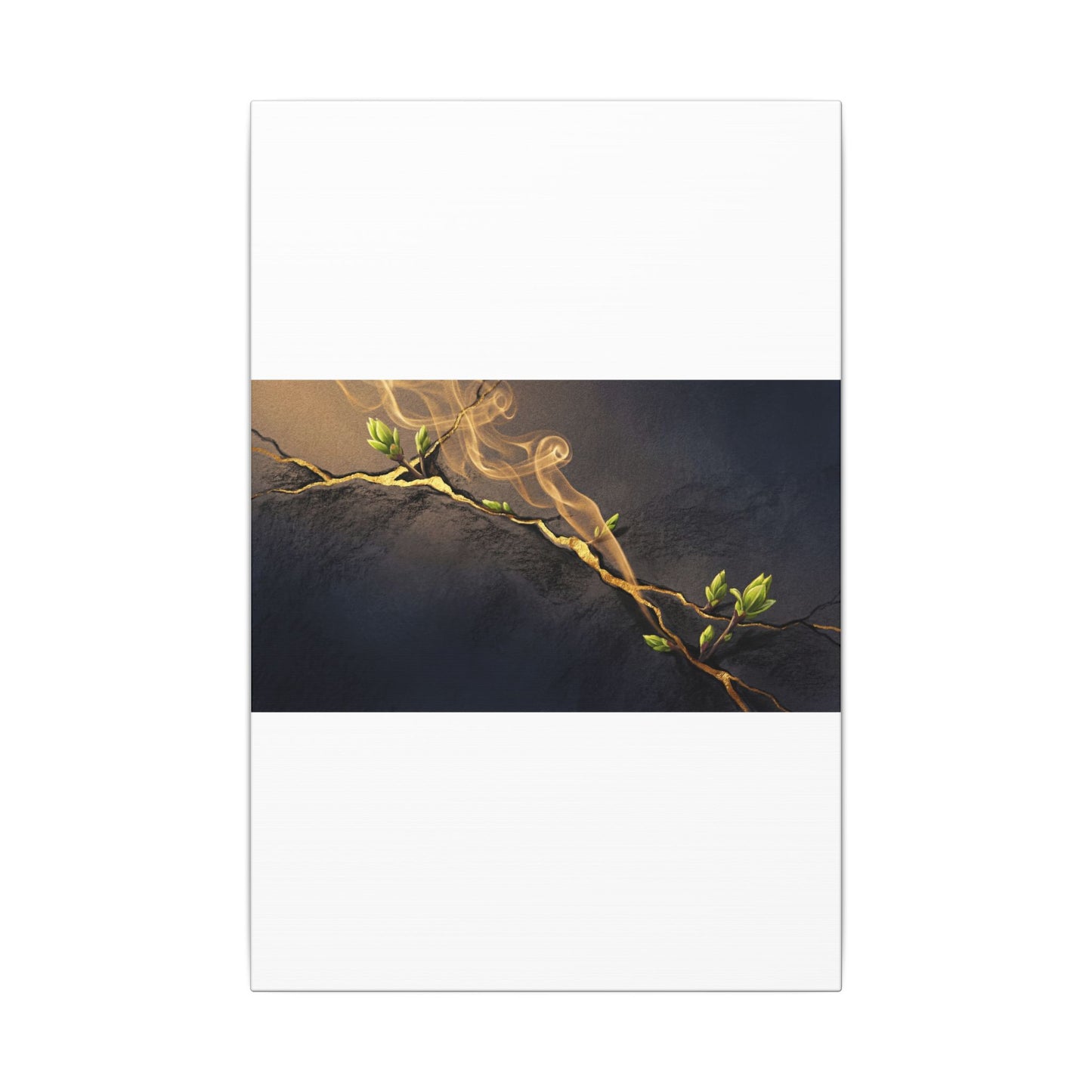 Spring Incense Smoke Gold Vein Canvas Art | Healing Decor