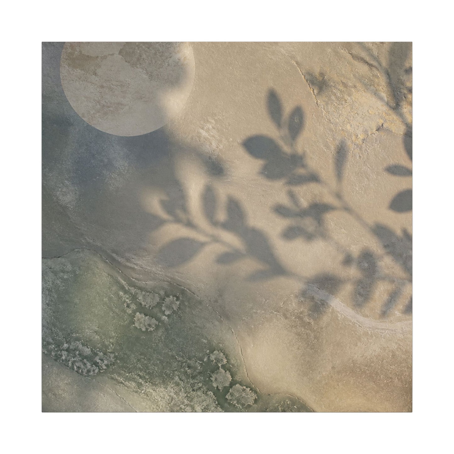 Japandi Shadow Play in Moonlight | Texture Canvas Art
