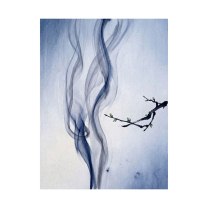 Datsuzoku Incense Smoke Wall Art Print - Zen Sumi E