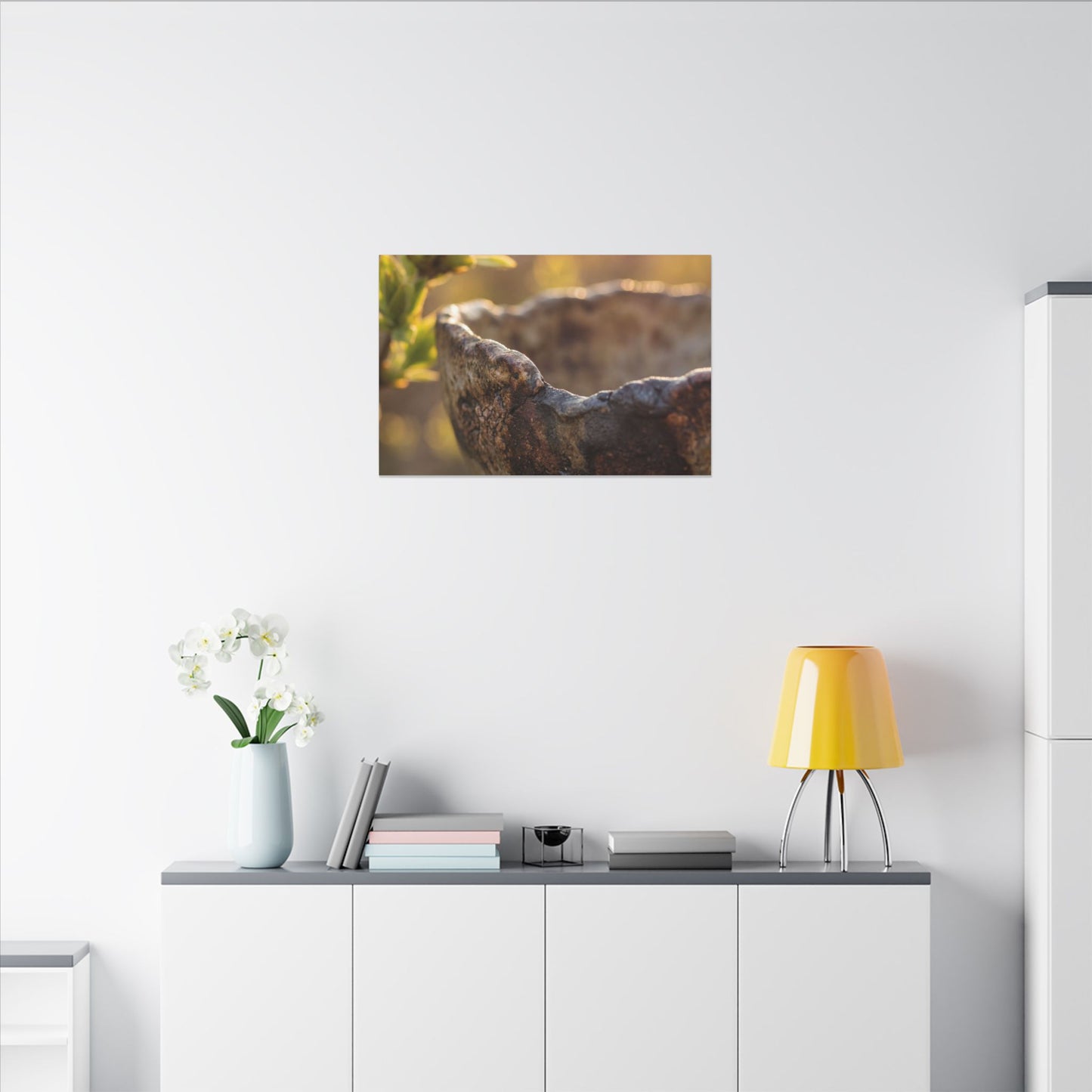 Golden Hour Ceramic Bowl Canvas Art - Dark Japandi Ma