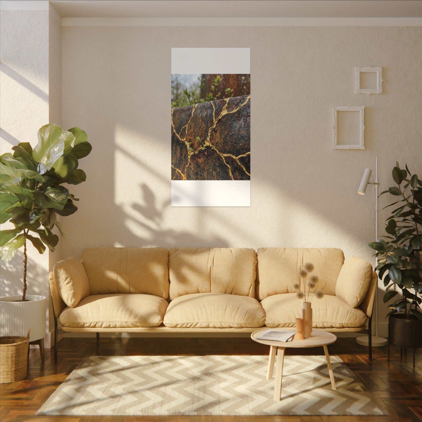 Mono No Aware Rust Patina Canvas Art - Kintsugi Gold Repair