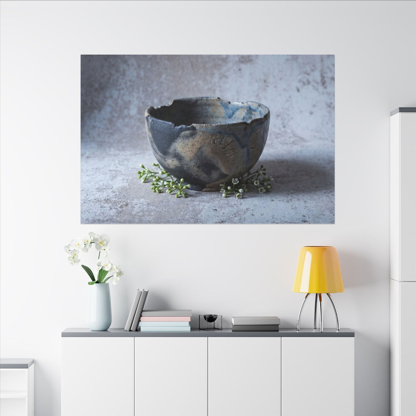 Ceramic Bowl Spring Canvas Art | Japandi Warm Design
