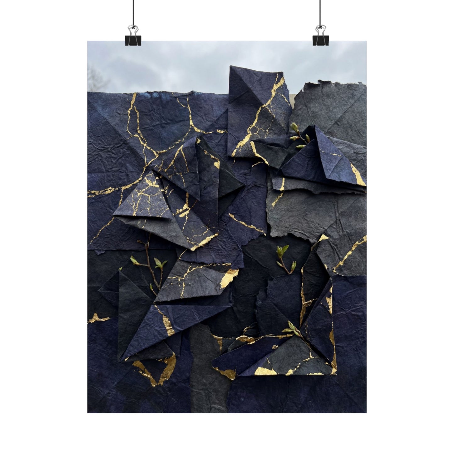 Paper Fold Crackle Gold Wall Art Print | Philosophical Kintsugi Art Art Print
