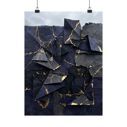 Paper Fold Crackle Gold Wall Art Print | Philosophical Kintsugi Art Art Print
