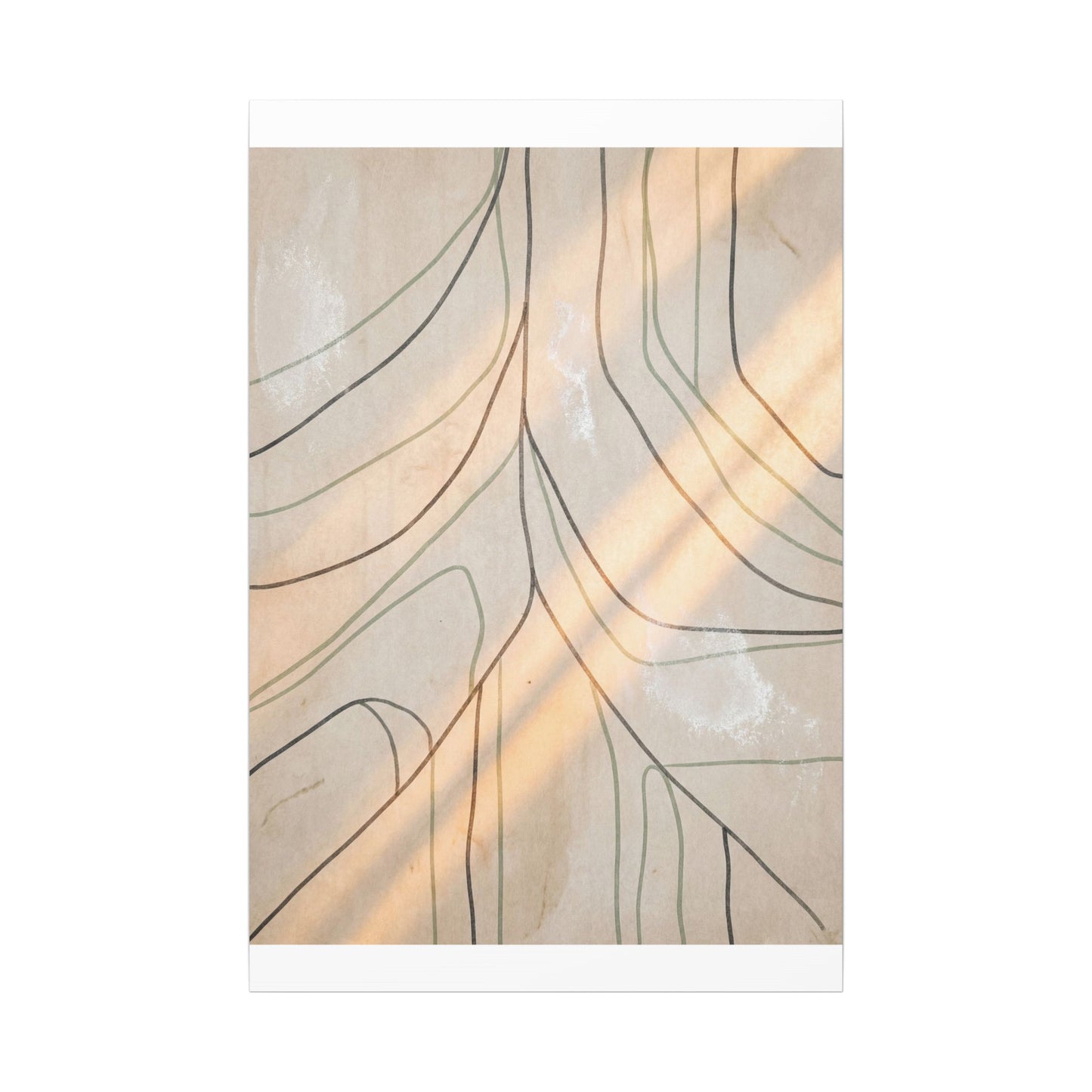 Shoji Screen Minimal Line Canvas Art | Warm Japandi Art