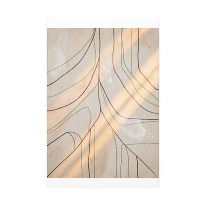 Shoji Screen Minimal Line Canvas Art | Warm Japandi Art