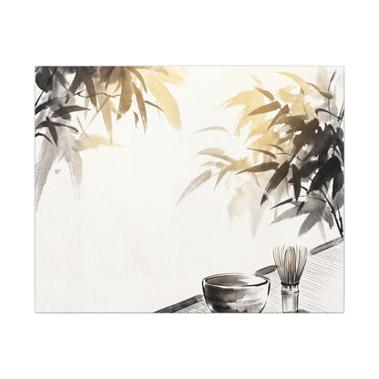 Tea Ceremony Sumi E Canvas Art | Serene Zen Art